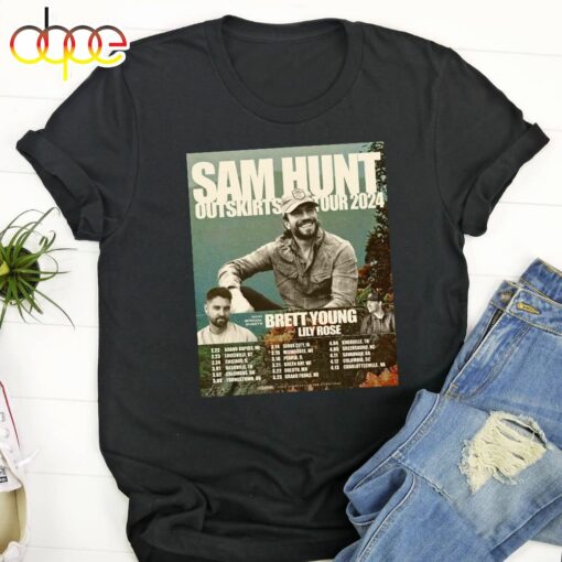 Sam Hunt Summer On The Outskirts 2024 Tour Black Shirt