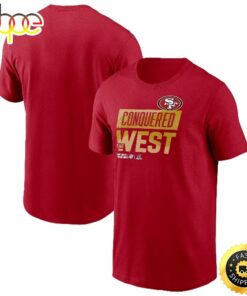 San Francisco 49ers 2022 NFC West Division Champions Locker Room Trophy Collection Scarlet T-shirt