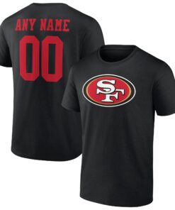 San Francisco 49ers Fanatics Branded Team Authentic Logo Personalized Name &amp Number Black T-shirt