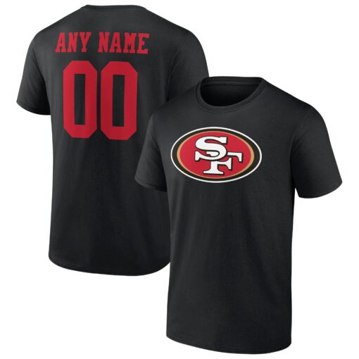 San Francisco 49ers Fanatics Branded Team Authentic Logo Personalized Name &amp Number Black T-shirt