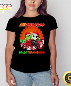 Santa Grinch And Jack Skellington Auto Zone Happy Hallothanksmas 2023 Shirt