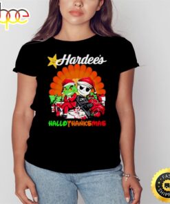 Santa Grinch And Jack Skellington Hardee’s Happy Hallothanksmas 2023 Shirt