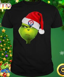Santa Grinch Face Texas Rangers Logo Christmas Shirt