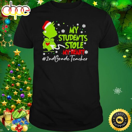 Santa Grinch My Students Stole My Heart #2nd Grade Christmas Shirt