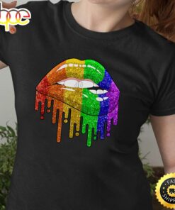 Sexy Lips Biting Cool LGBT Rainbow Gay Lesbian Homosexual Valentines Day T-shirt