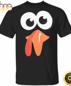 Silly Turkey Face Thanksgiving T-Shirt Humor Cartoon Designs Thanksgiving Presents Unisex Tees