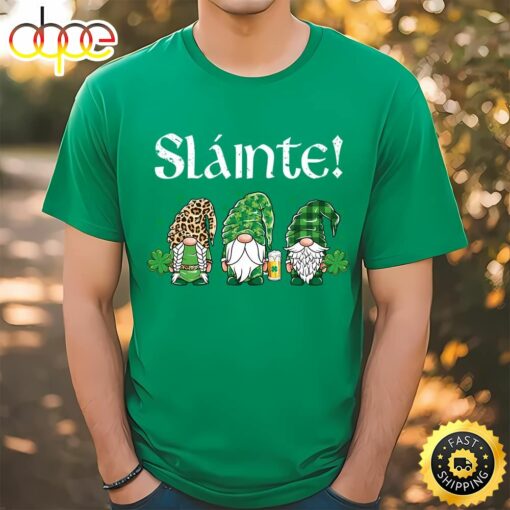 Slainte Three Gnomes Leprechaun St Patricks Day T-Shirt