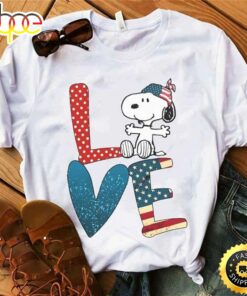 Snoopy American Flag Love Independence Day T Shirt Men