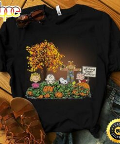 Snoopy And Friends Peanuts Autumn Shirt Welcome Great Pumpkin Halloween Gift Idea Black T Shirt