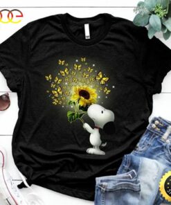 Snoopy And Sunflower Black T Shirt