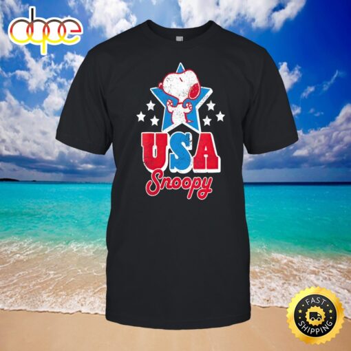 Snoopy And Woodstock 4th Of July-unisex Black T-shirt