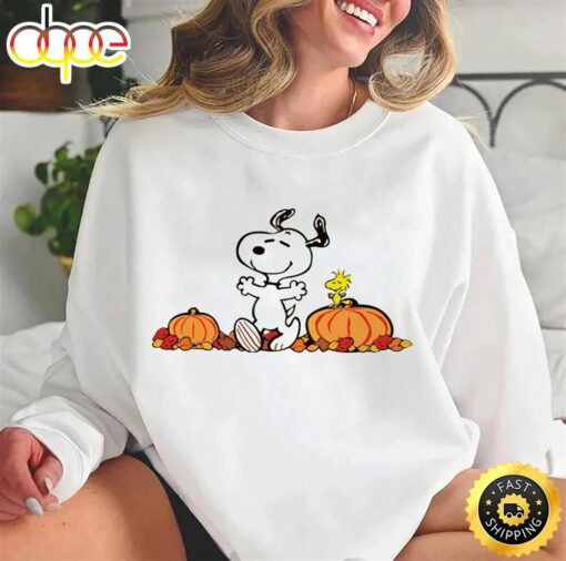 Snoopy Autumn Pumpkins Halloween Thanksgiving Sweatshirt