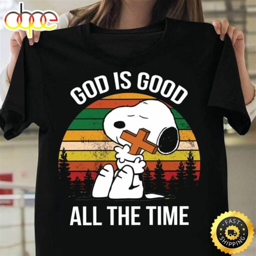 Snoopy God Is Good All The Time T-shirt Black