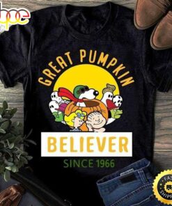 Snoopy Lover Great Pumpkin Believer Since 1966 Black T Shirt