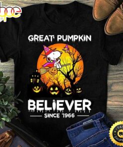 Snoopy Lovers Great Pumpkin Believer Since 1966 Halloween Gift Black T Shirt
