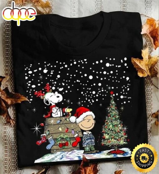 Snoopy Lovers Merry Christmas Black T Shirt Men