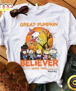 Snoopy &amp Friends Great Pumpkin Believer Since 1966 Halloween Gift Idea White T Shirt