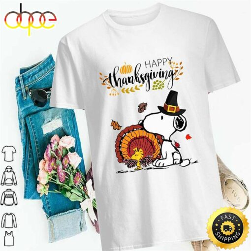 Snoopy and Woodstock Turkey Happy Thanksgiving Shirt