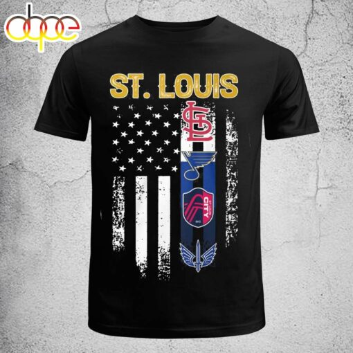 St. Louis Cardinals Blues City SC BattleHawks American Flag T-Shirt