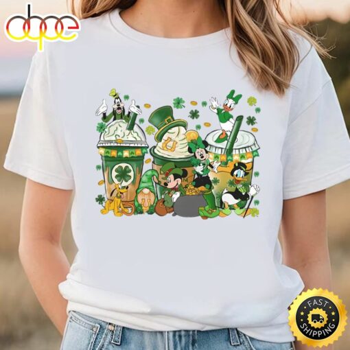 St Patricks Day Coffee Disney Shirt, Mickey Friends Saint Patrick