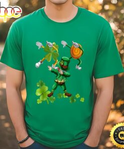 St Patricks Day Dabbing-Leprechaun Mask Shamrock T-Shirt