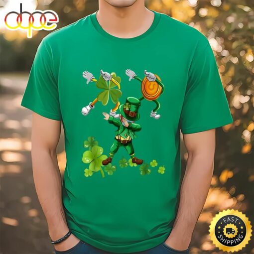 St Patricks Day Dabbing-Leprechaun Mask Shamrock T-Shirt