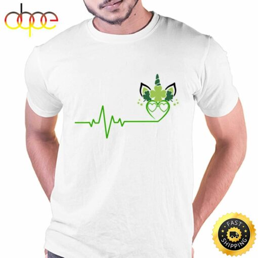 St Patricks Day Heartbeat Unicorn T-shirt