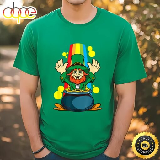 St. Patricks Day Leprechaun And Pot Of Goldcoins T-shirt