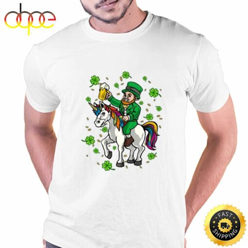 St Patricks Day Shirt, Leprechaun Unicorn Irish T-shirt