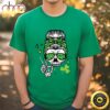 St Patricks Day Skull Messy Bun Saint Pattys Paddys T-Shirt