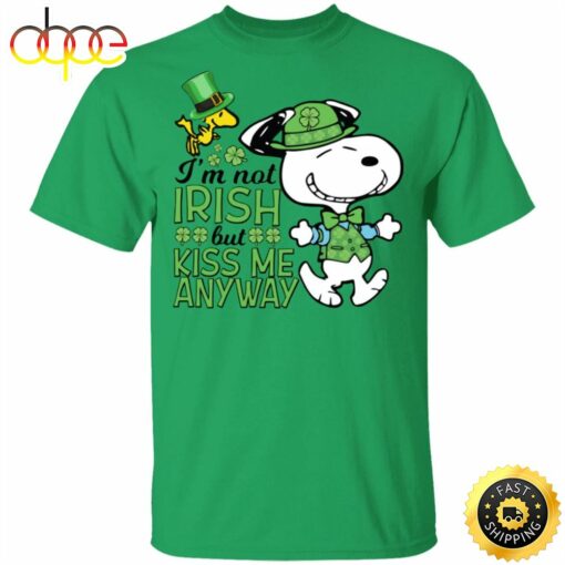 St Patricks Day Snoopy I’m Not Irish But Kiss Me Anyway St Patricks Shirt