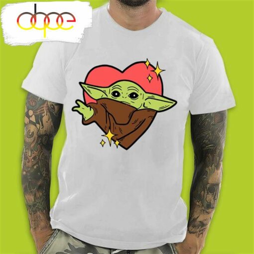 Star War Baby Yoda With Heart  In Valentines Day T-Shirt