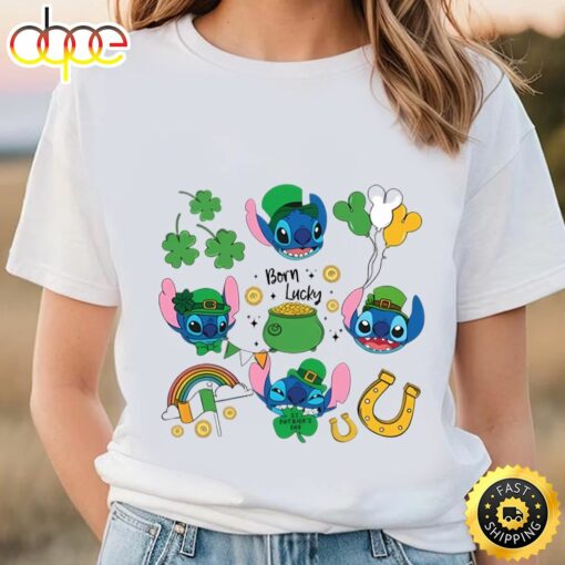 Stitch St Patrick’s Day Shirt, Stitch Born Lucky Shirt