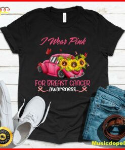 Sunflower Car I Wear Pink For Breast Cancer Awareness T-Shirt