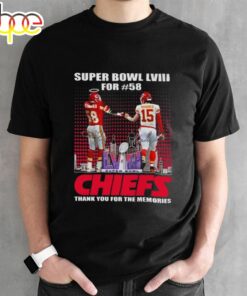 Super Bowl LVIII For #58 Kansas City Chiefs Thank You For The Memories Signatures T-Shirt