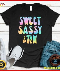 Sweet Sassy and Ten 10th Birthday Girl Tie Dye 10 Year Old T-Shirt