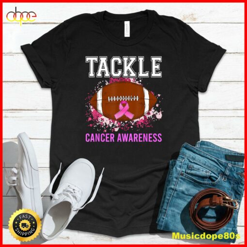 Tackle Football Breast Cancer Awareness Football Men Boys T-Shirt