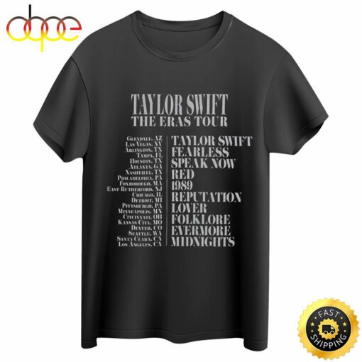 Taylor Swift The Eras Tour 2023 Black T-shirt