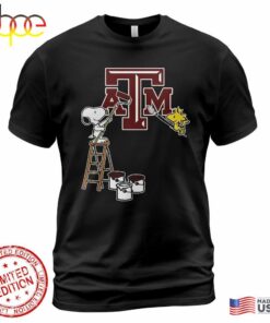 Texas AM Aggies Snoopy and Woodstock Painting Logo Shirt