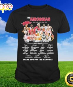 The Arkansas Razorbacks 100th Anniversary 1923 2023 Signatures Thank You For The Memories T-shirt