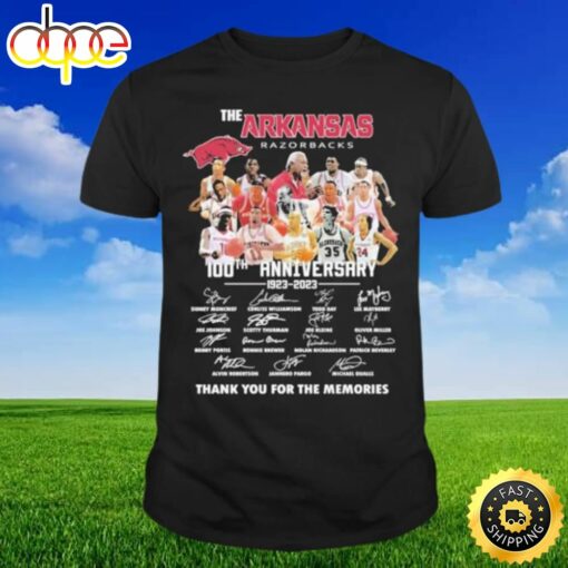 The Arkansas Razorbacks 100th Anniversary 1923 2023 Signatures Thank You For The Memories T-shirt