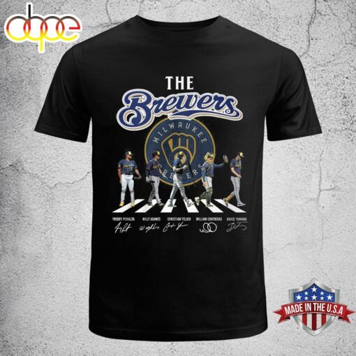 The Brewers Abbey Road Milwaukee Brewers Baseball T Shirt Signatures Black