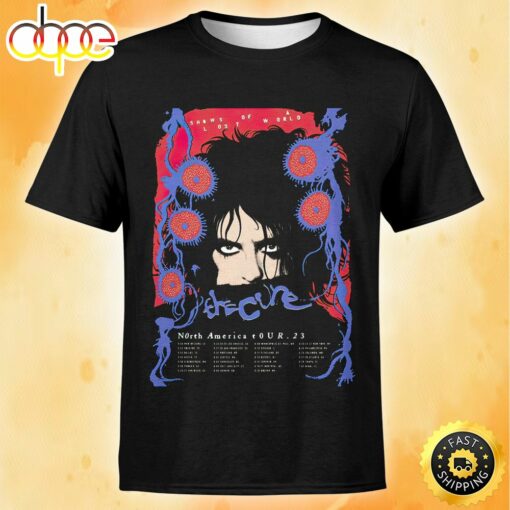 The Cure Shows Of A Lost World Tour 2023 Poster Faded Red – Soft Blue Tshirt