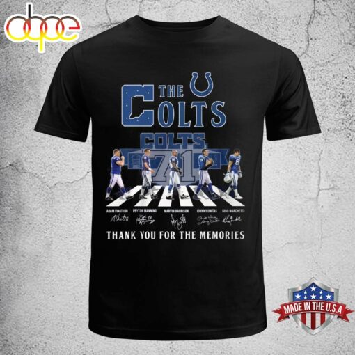 The Indianapolis Colts 1953-2024 71 Years Signatures Thank You For The Memories Abbey Road T-Shirt