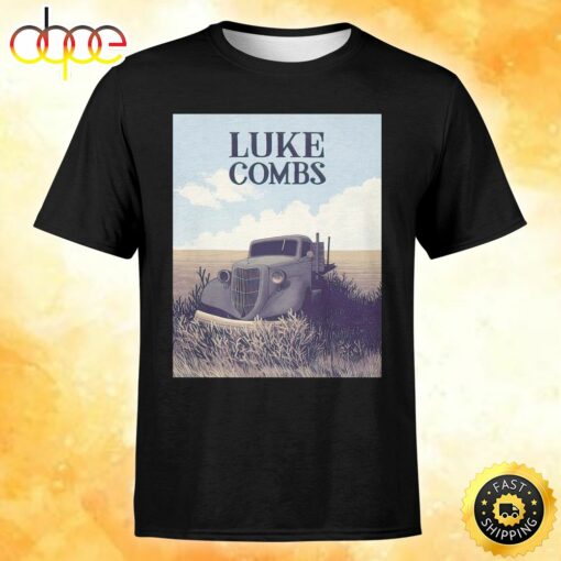 The Luke Combs 2023 World Tour Stops In Indianapolis Unisex Black T-shirt