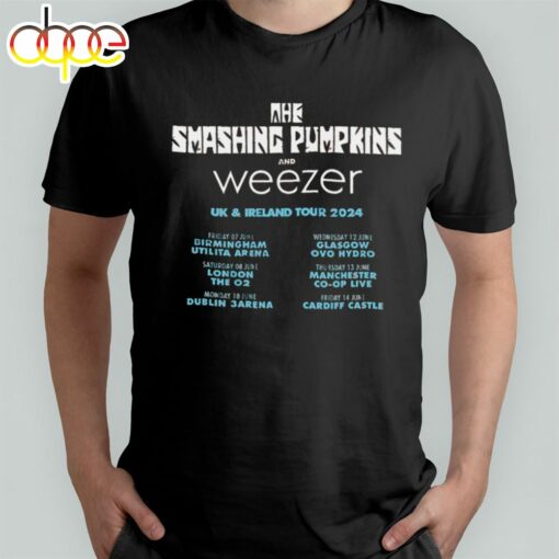 The Smashing Pumpkins And Weezer Uk And Ireland Tour 2024 Schedule List T Shirt