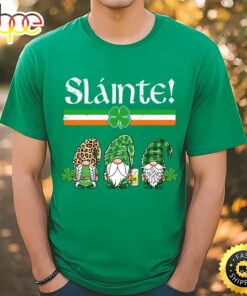 Three Gnomes Leprechaun Irish Flag Cheers Slainte St. Patrick’s