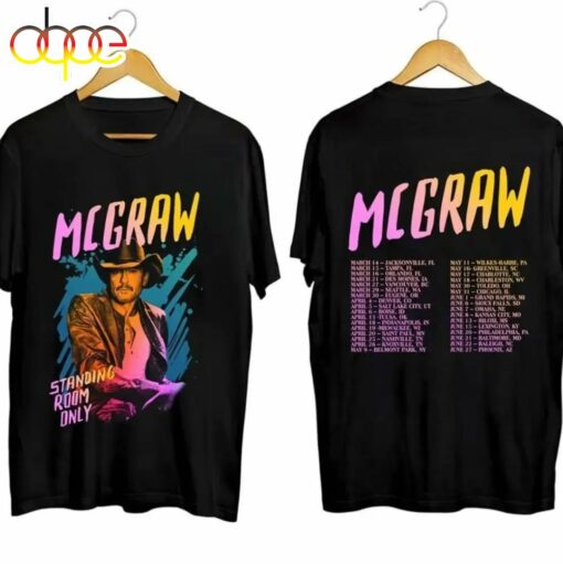 Tim Mcgraw 2024 Music Tour Black T-Shirt Gift Fans