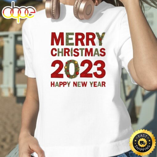 Top merry Christmas 2023 Happy New Year Unisex Basic T-shirt