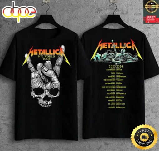 Tour 2024 2023 Metallica M72 T-Shirt WorldBand Seasons Metal Event Music